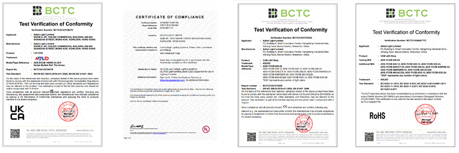 Certificazioni della striscia LED impermeabile